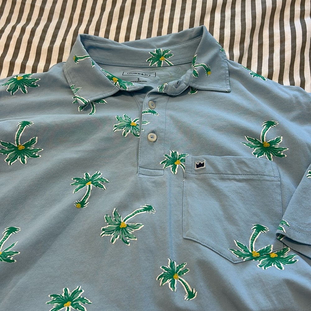 Blue with Palm Trees Crown & Ivy Polo SMALL